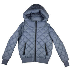 Soia & Kyo Senna TD Quilted Bomber Puffer Jacket Steel Blue Size XS
